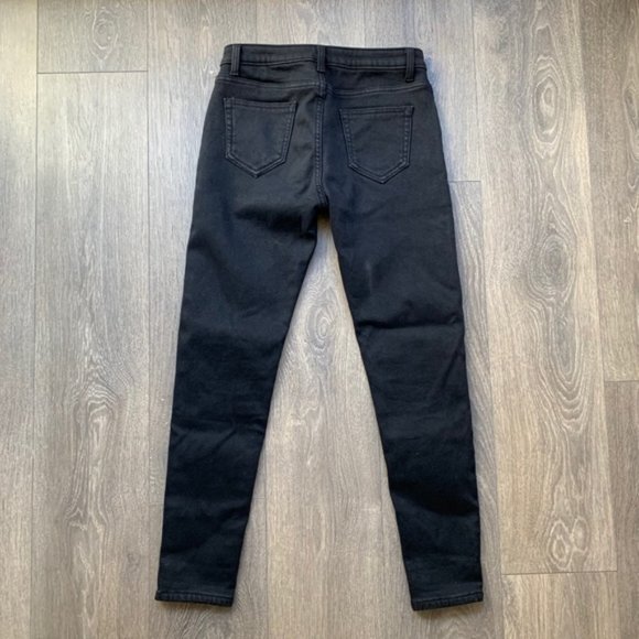 Fleece Lined Black Denim Straight Leg skinny Jeans Mid rise Size 29 - Picture 6 of 10